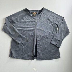 Harley Davidson Womens Shirt Size 1W L/S Button Tunic‎ Gray Made in USA Vintage